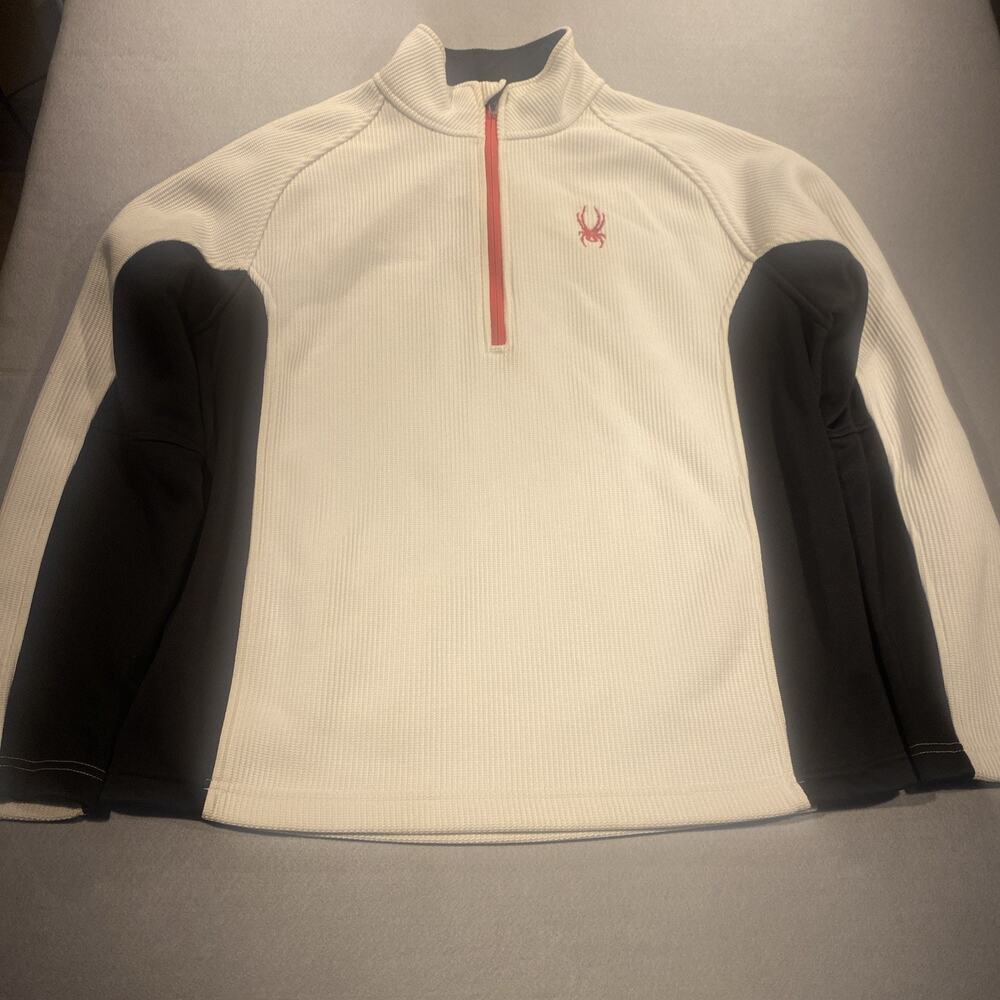 Spyder 1/4 Zip Pullover With Logo Size Medium White/Black/Red